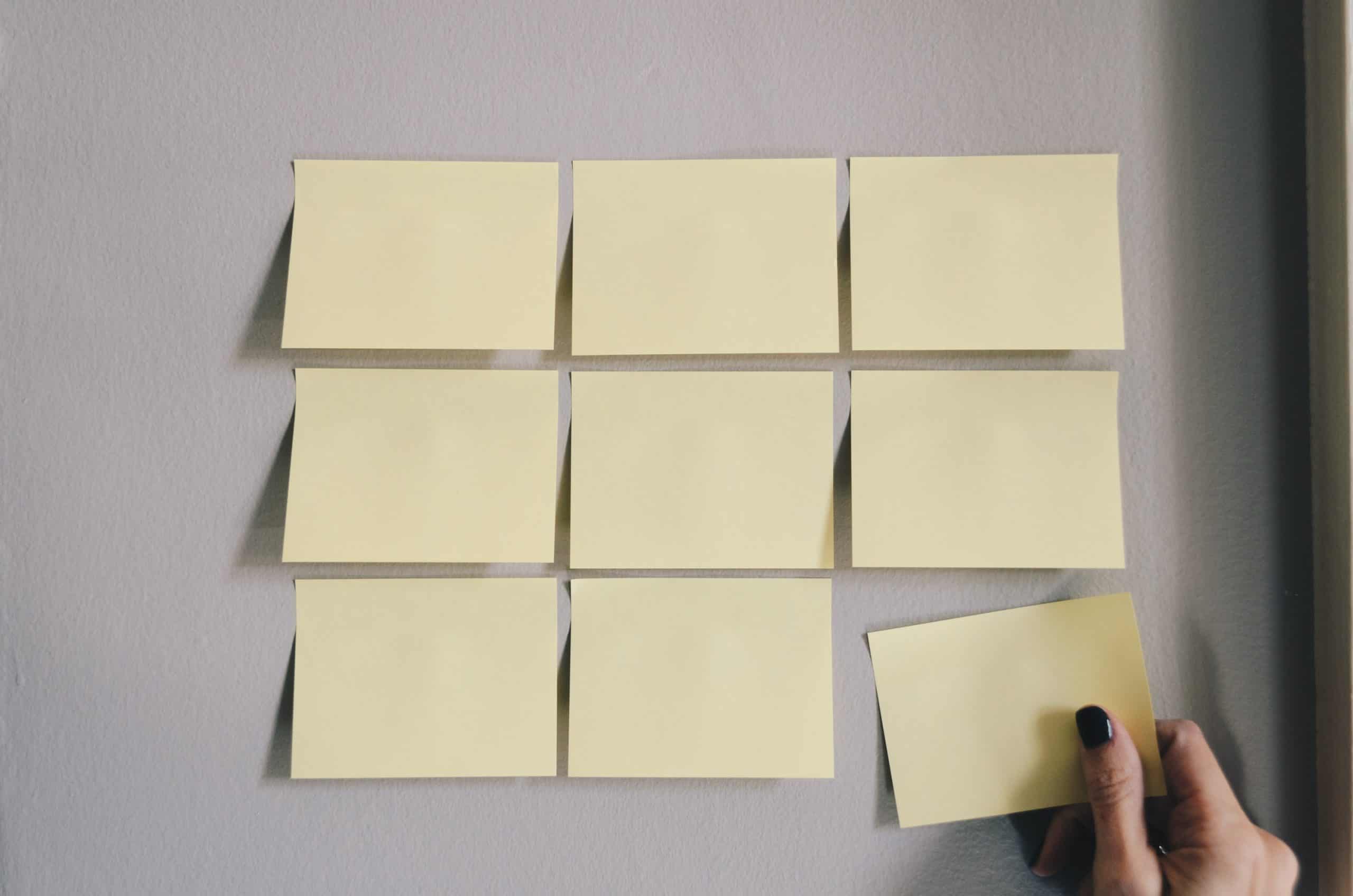 Post-It notes on a wall for planning purposes